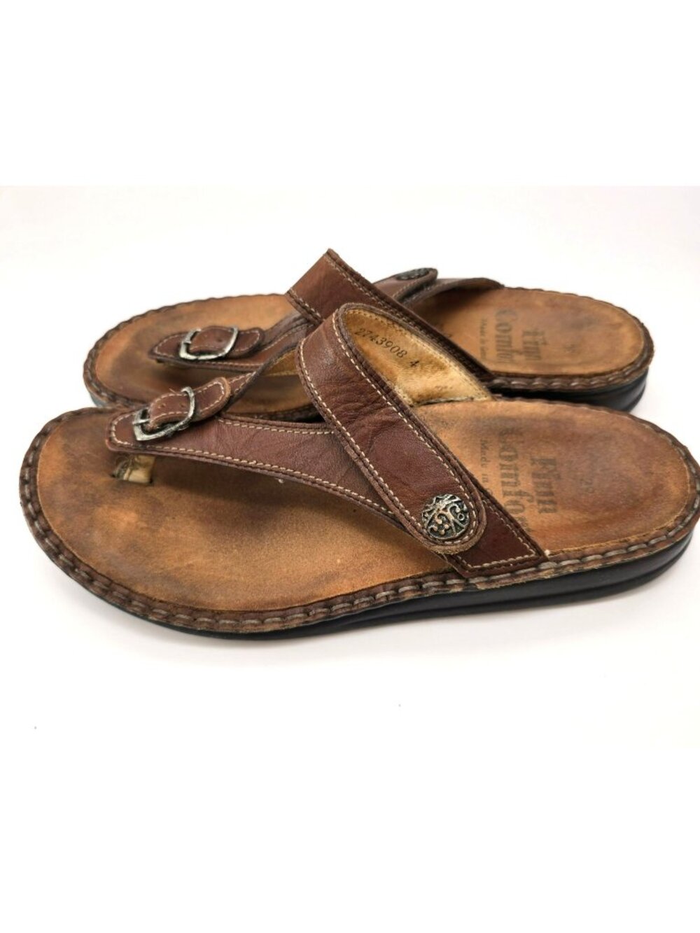 Finn Comfort Womens Brown Leather Thong Sandals Size 39 JJ4417
